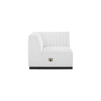 Modway Conjure Modern Channel Tufted Fabric Left Corner Chair in White