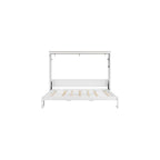 MERITLINE Full Horizontal Murphy Bed with LED Lighting,Solid Wood Folding Farmhouse Murphy Wall Bed Cabinet for Adults, Space-Saving Hideaway (White,Full)