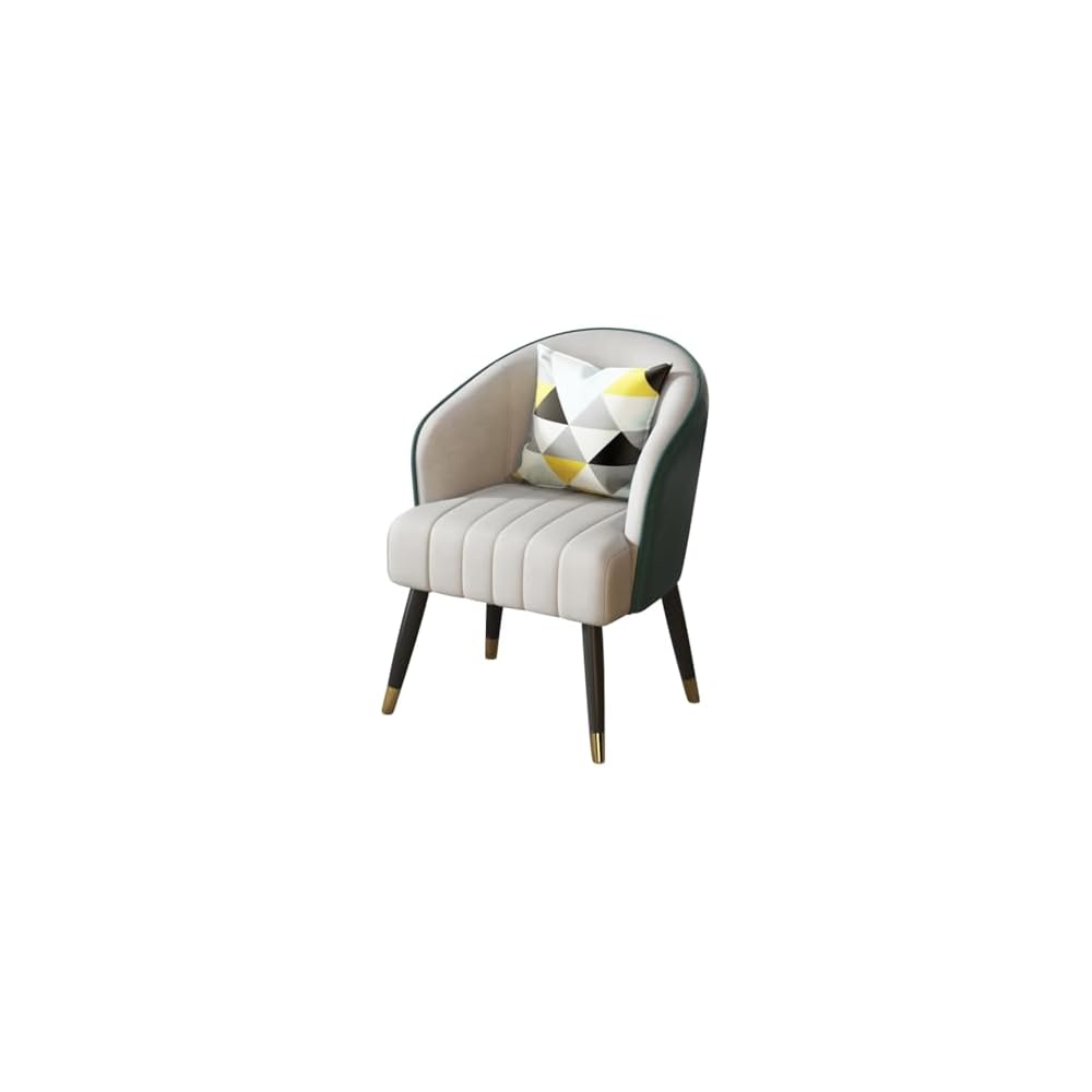 Modern Backrest Chairs Upholstered Guest Chair with Pillows,Mid Century Arm Chair for Living Room Office Hotel Lobby,Single Sofa Chair Side Accent Chair(Light Grey,Black Legs)