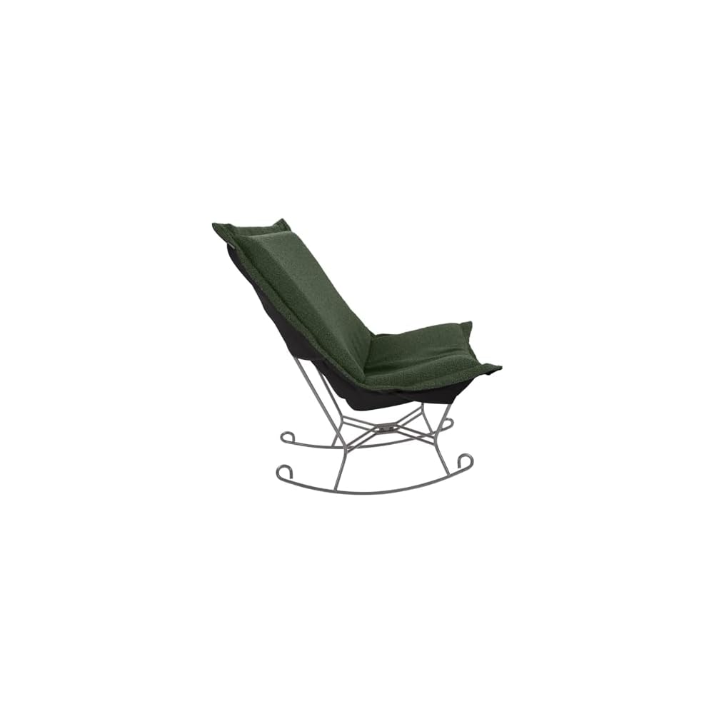 Howard Elliott Collection Scroll Puff Rocker Titanium- Barbet Forest/Black