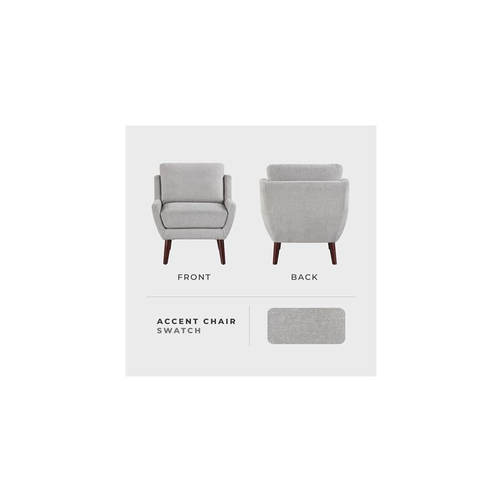 Lexicon Modern Wingback Accent Chair, Chenille Fabric Upholstered Lounge Reading Arm Chair, Solid Wood Legs for Living Room, Bedroom, Supportive Padded Pocket Coil Seat, Easy Assembly, Gray