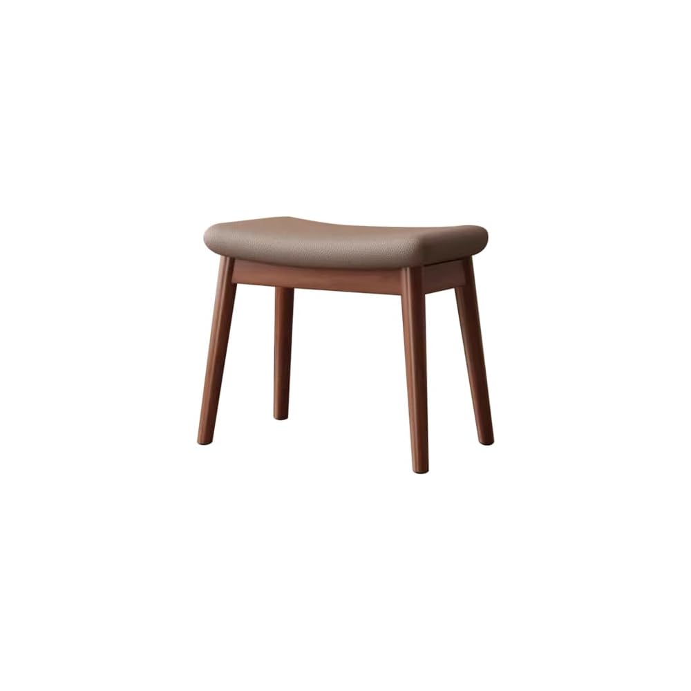 Solid Wood Makeup Chair for Girls Bedroom Square Dressing Table Stool Entryway Kitchen Chair Household Desk Chair for Living Room Study Office Light Brown Wood