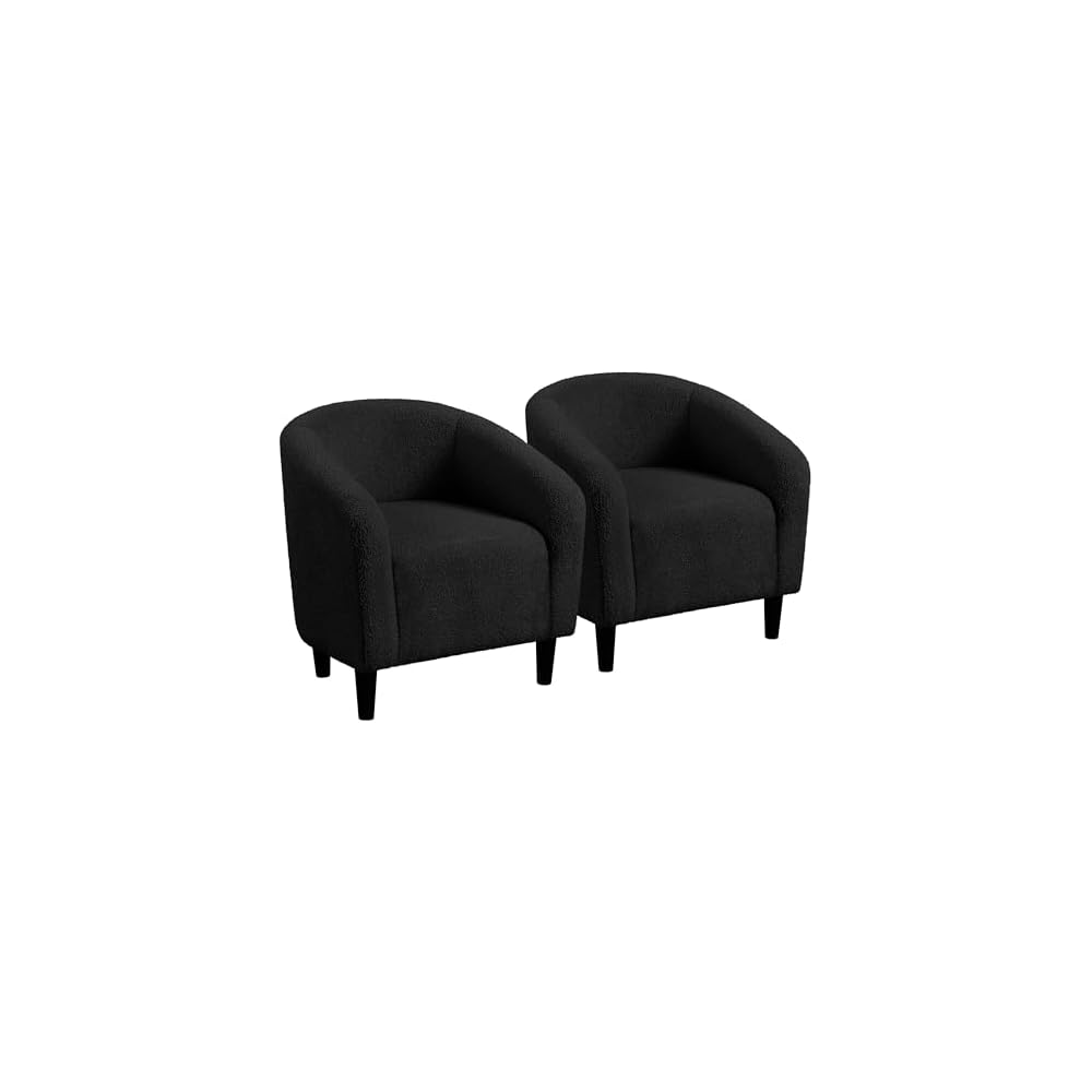 Yaheetech Compact Sherpa Accent Chairs Set of 2 for Small Spaces, Black