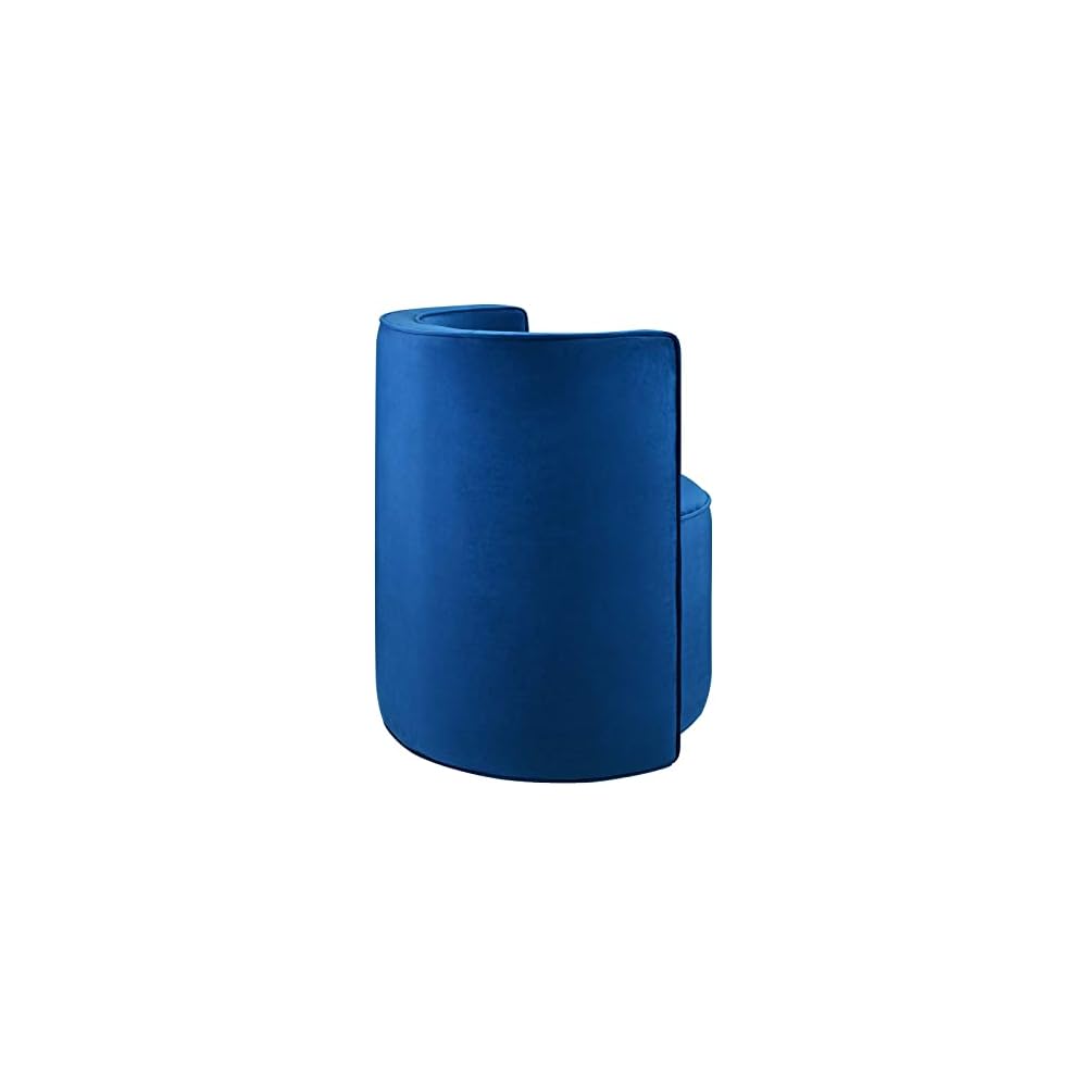 Modway Della Performance Velvet Fabric and Iron Swivel Chair in Navy