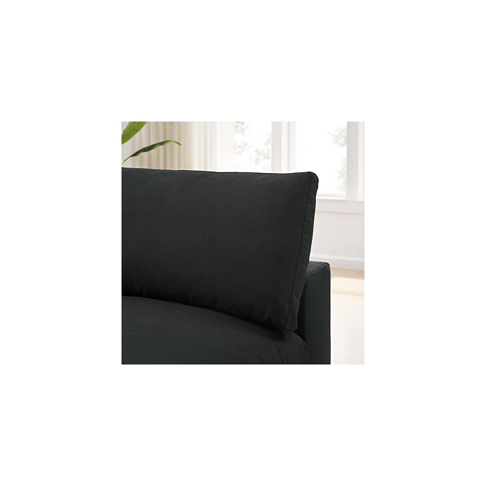 Modway Commix Fabric Down Filled Overstuffed Armless Chair in Black
