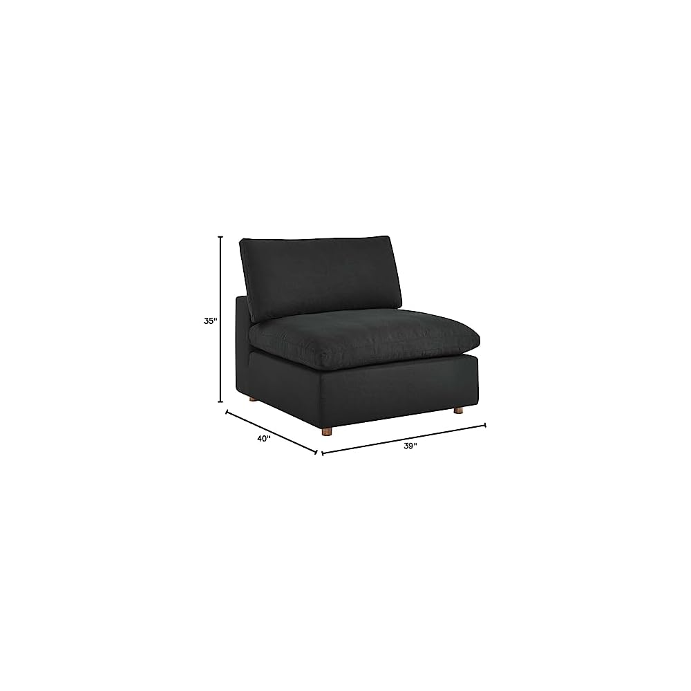 Modway Commix Fabric Down Filled Overstuffed Armless Chair in Black
