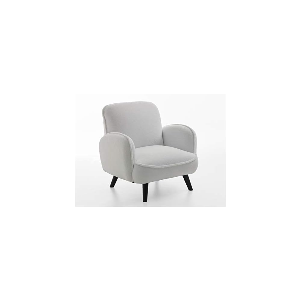 Ben Armchair Velvet Faux Sheep's Wool White