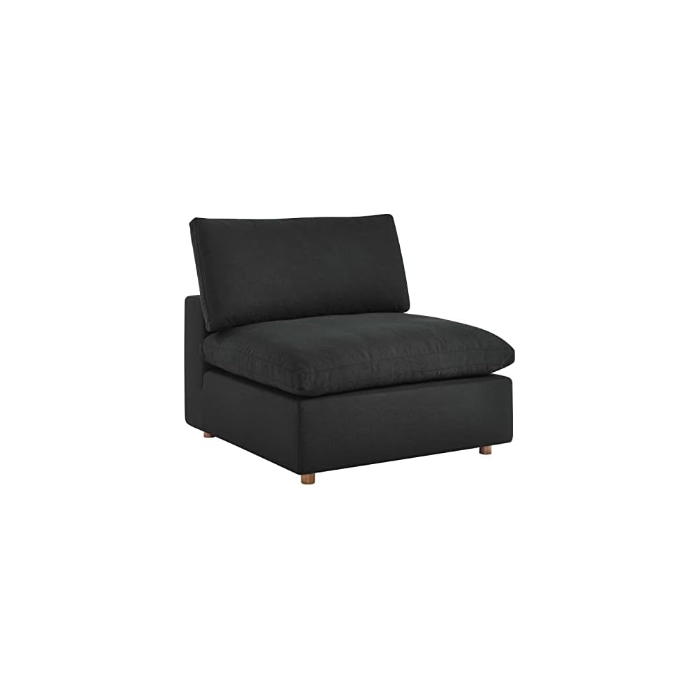 Modway Commix Fabric Down Filled Overstuffed Armless Chair in Black