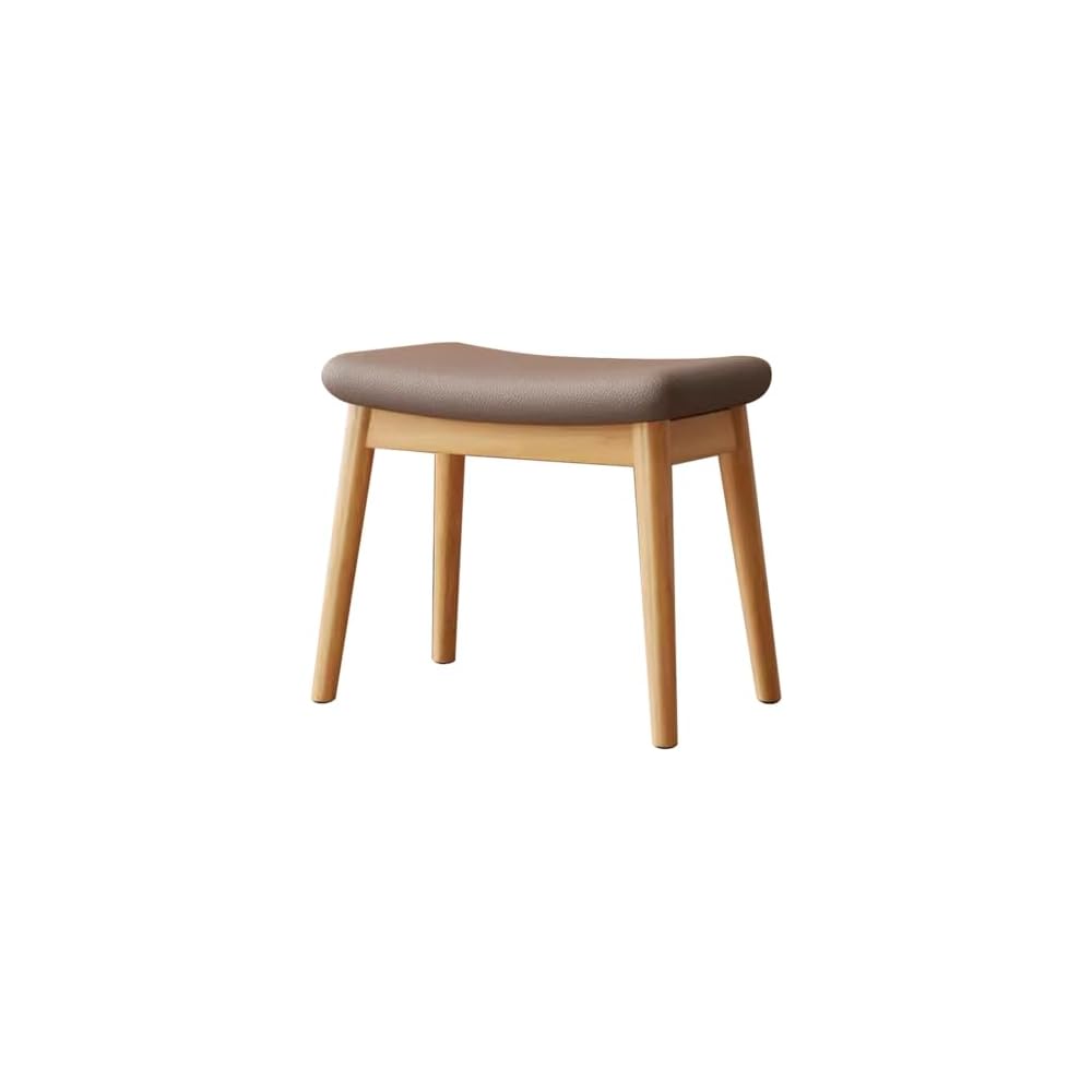 Solid Wood Makeup Chair for Girls Bedroom Square Dressing Table Stool Entryway Kitchen Chair Household Desk Chair for Living Room Study Office Light Brown Wood