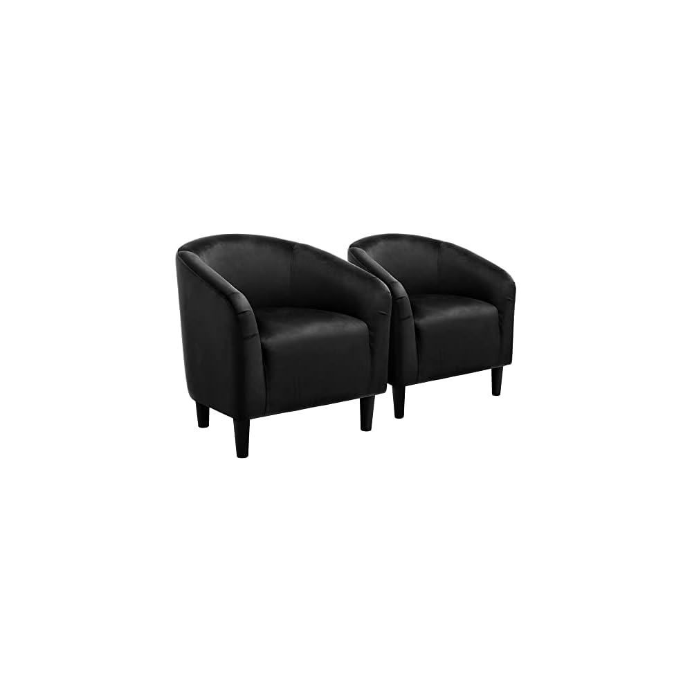 Yaheetech Compact Sherpa Accent Chairs Set of 2 for Small Spaces, Black