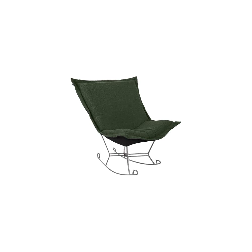 Howard Elliott Collection Scroll Puff Rocker Titanium- Barbet Forest/Black