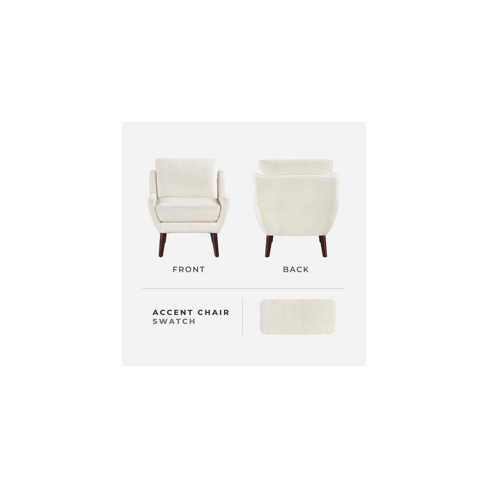 Lexicon Modern Wingback Accent Chair, Chenille Fabric Upholstered Lounge Reading Arm Chair, Solid Wood Legs for Living Room, Bedroom, Supportive Padded Pocket Coil Seat, Easy Assembly, Beige
