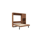 Merax Queen Size Murphy Bed with Desk, Storage Cabinet & LED Light, Walnut