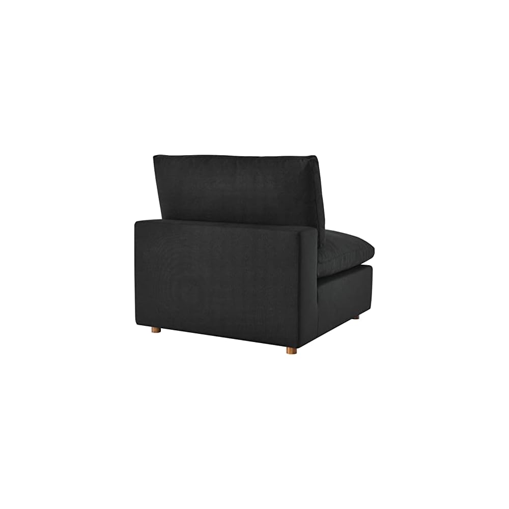 Modway Commix Fabric Down Filled Overstuffed Armless Chair in Black