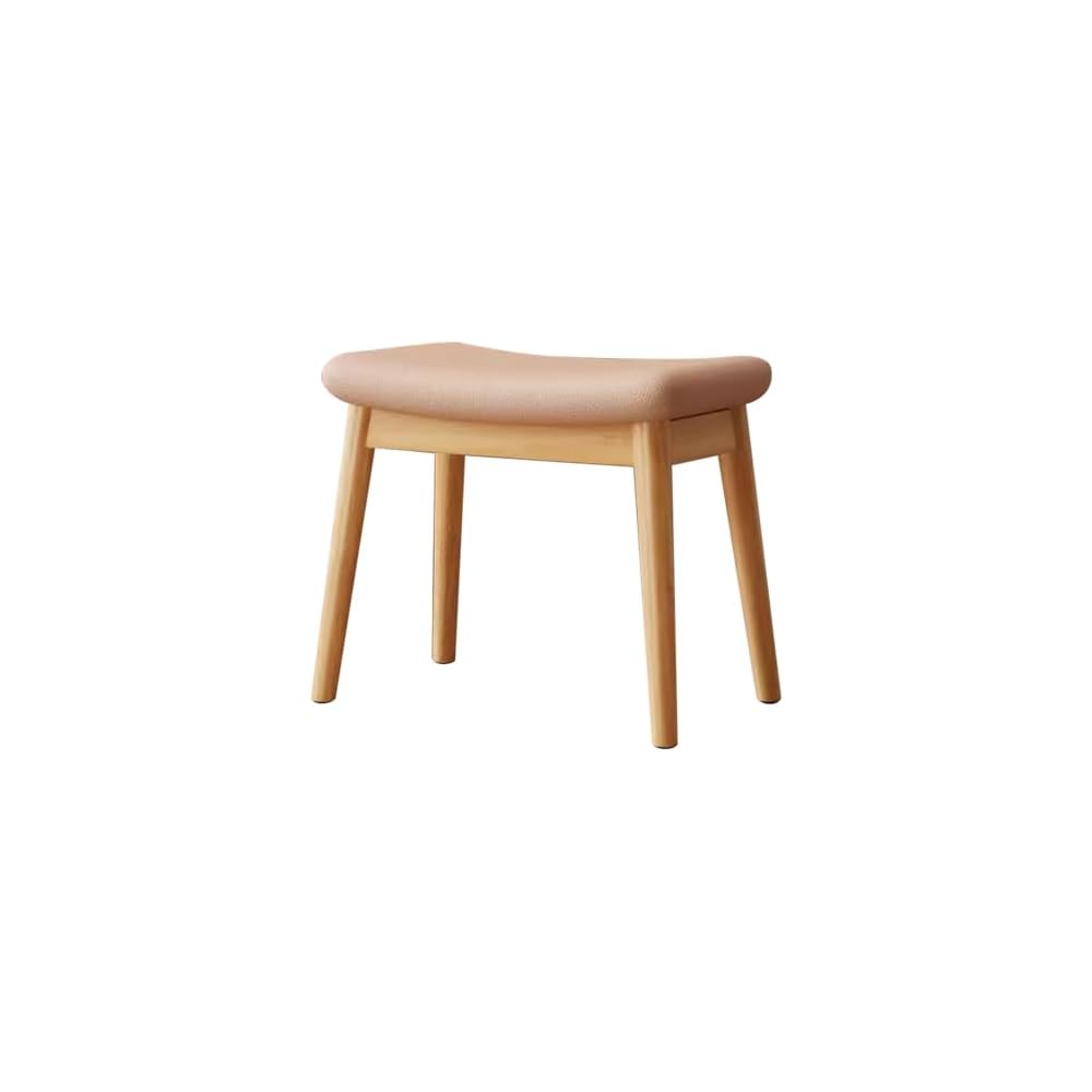 Solid Wood Makeup Chair for Girls Bedroom Square Dressing Table Stool Entryway Kitchen Chair Household Desk Chair for Living Room Study Office Light Brown Wood