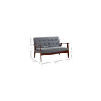 HOMCOM Modern Upholstered 2-Seat Loveseat Sofa with Linen-Touch Fabric and Rubberwood Legs, Grey