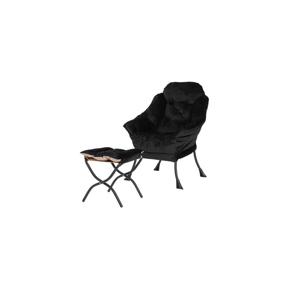 Kokel Lazy Chair with Folding Ottoman,Living Room Chairs, Accent Contemporary Lounge Chair, Single Steel Frame Leisure Sofa Chair with Armrests and A Side Pocket (TM31RED)