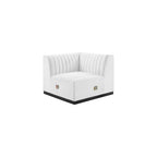 Modway Conjure Modern Channel Tufted Fabric Left Corner Chair in White