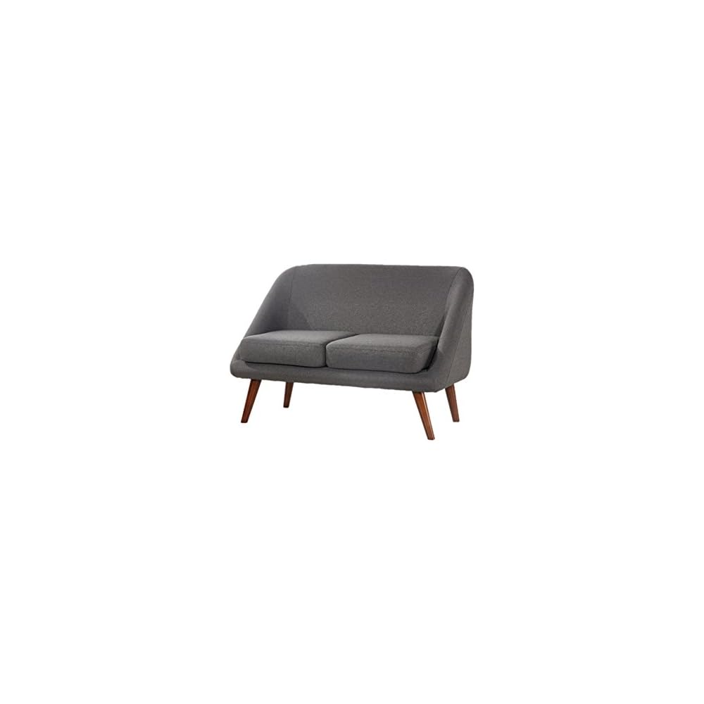 Container Furniture Direct Bentley Collection Modern Fabric Upholstered Living Room Loveseat, Dark Gray