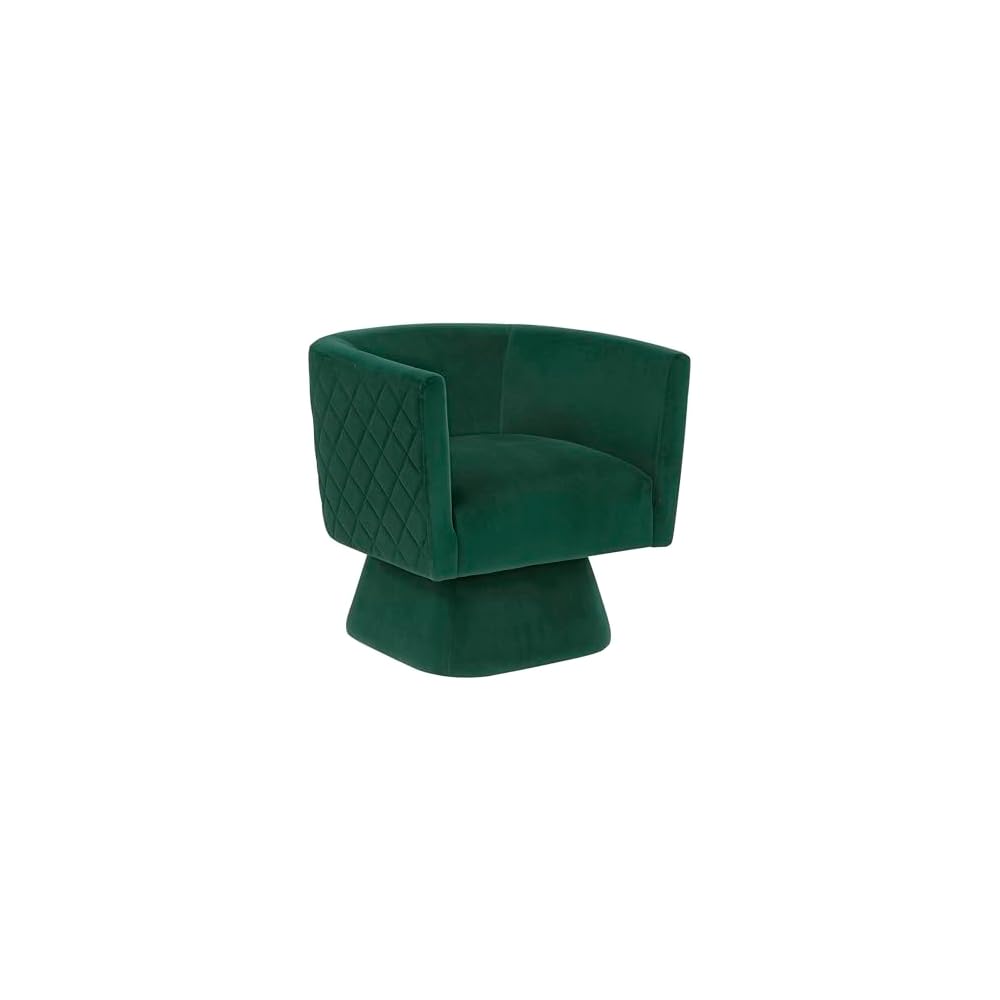 Lexicon 360 Degree Swivel Accent Chair, Modern Comfy Velvet Barrel Chair, Diamond Stitched Details, Plush Foam Cushions, Metal Swivel Base, for Living Room/Bedroom/Apartment/Office, Green