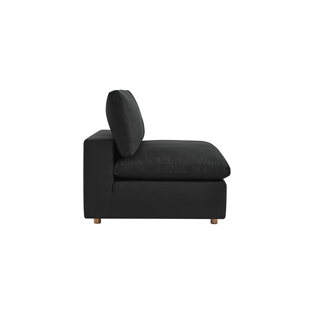 Modway Commix Fabric Down Filled Overstuffed Armless Chair in Black
