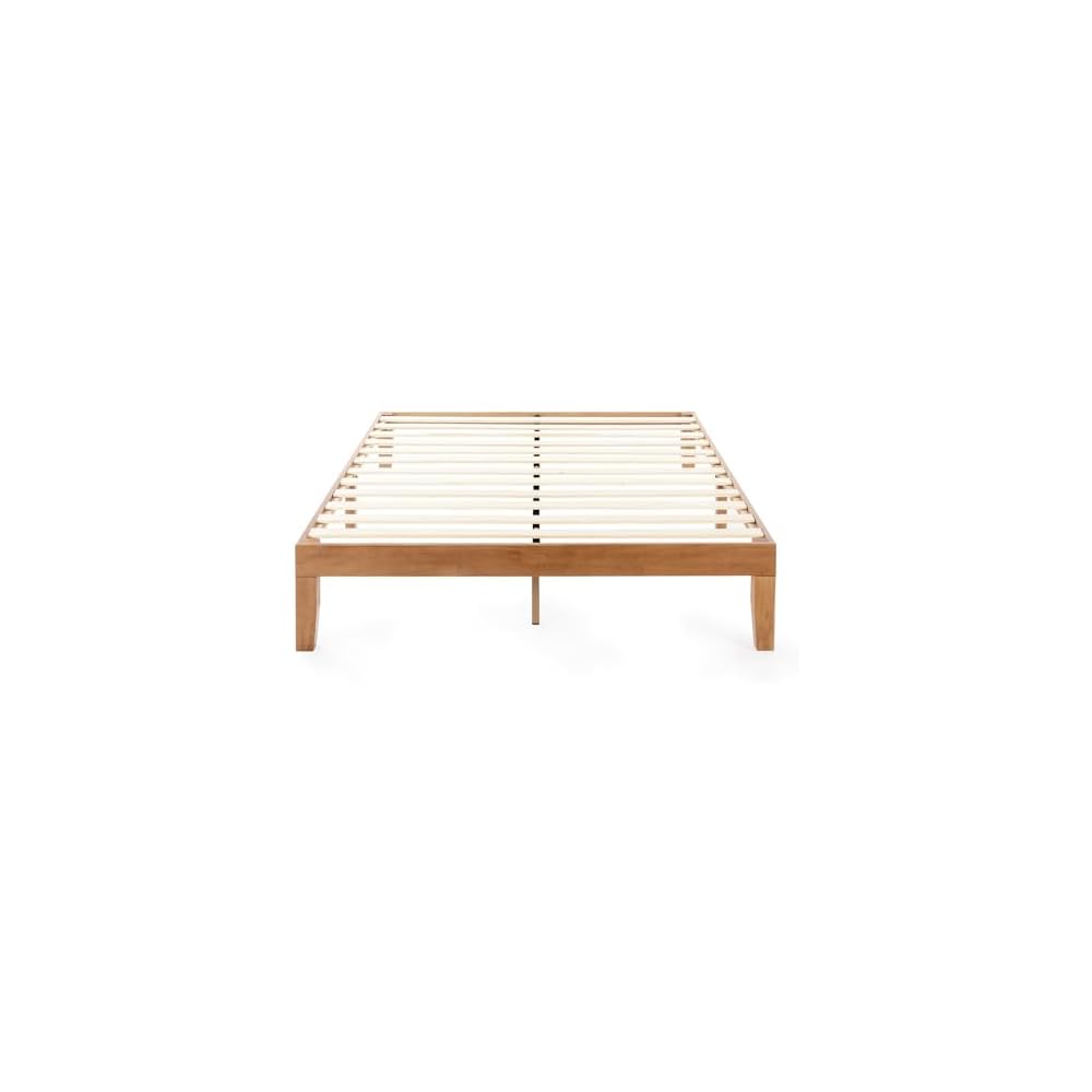 Mellow Naturalista Classic - 12 Inch Solid Wood Platform Bed with Wooden Slats, No Box Spring Needed, Easy Assembly, Queen, Pine