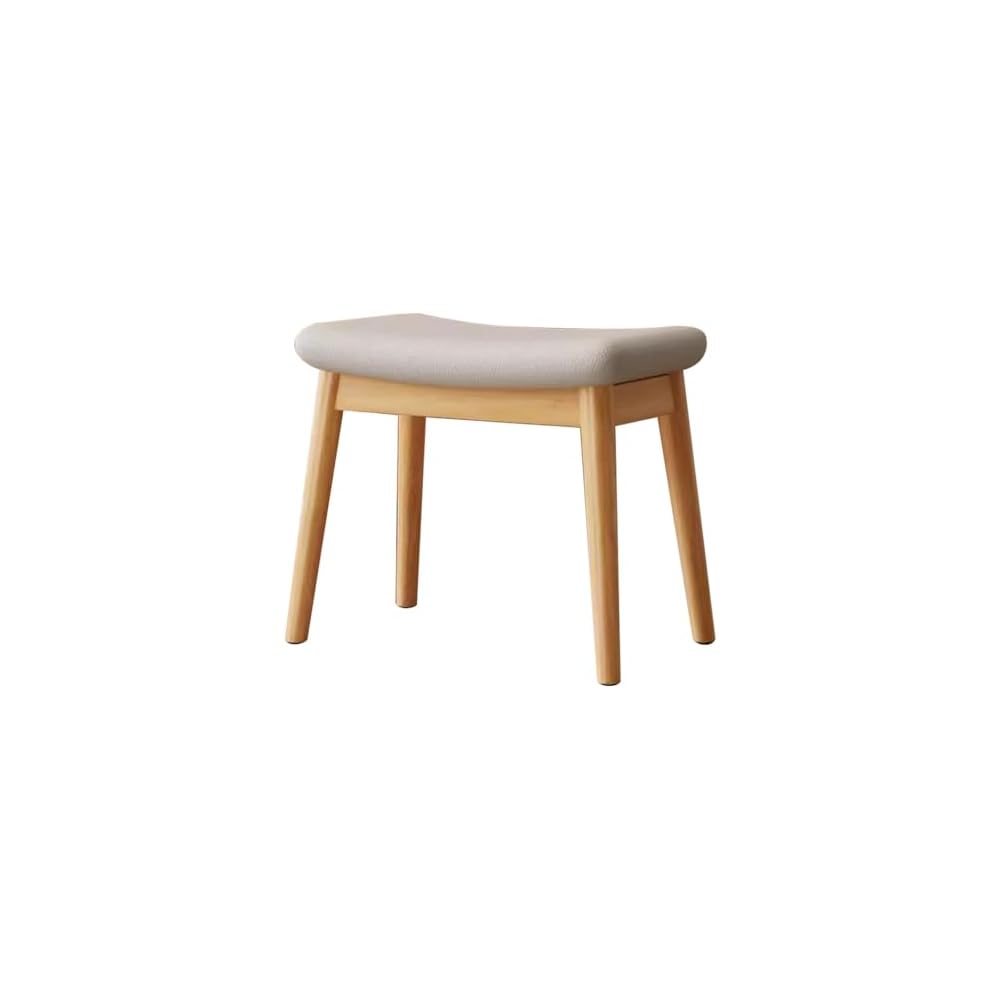 Solid Wood Makeup Chair for Girls Bedroom Square Dressing Table Stool Entryway Kitchen Chair Household Desk Chair for Living Room Study Office Light Brown Wood