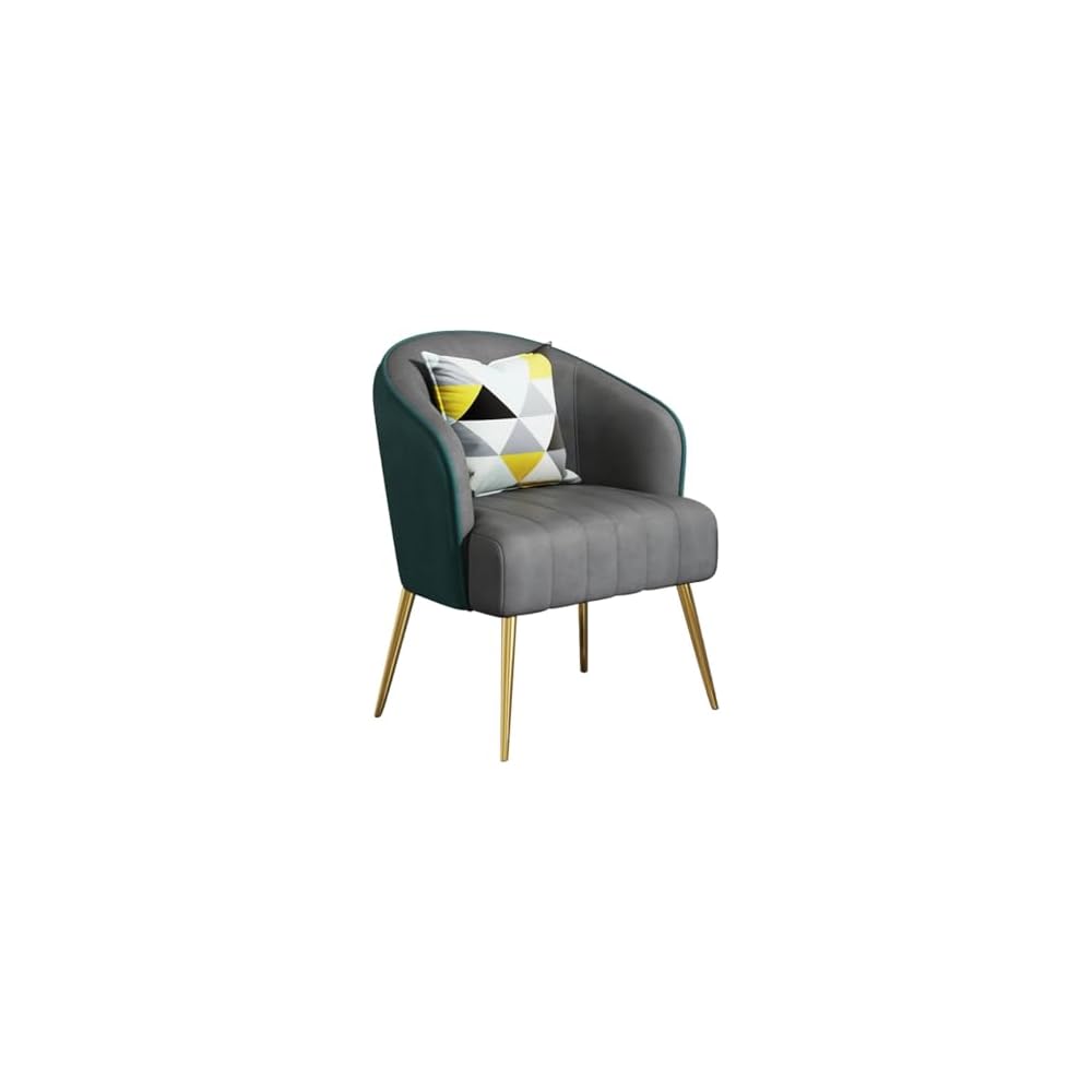 Modern Backrest Chairs Upholstered Guest Chair with Pillows,Mid Century Arm Chair for Living Room Office Hotel Lobby,Single Sofa Chair Side Accent Chair(Light Grey,Black Legs)