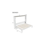 MERITLINE Full Horizontal Murphy Bed with LED Lighting,Solid Wood Folding Farmhouse Murphy Wall Bed Cabinet for Adults, Space-Saving Hideaway (White,Full)