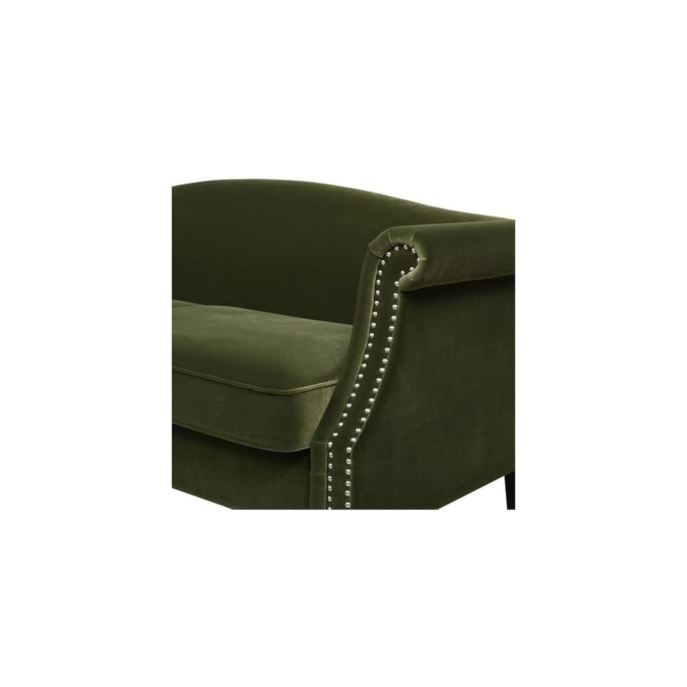 Jennifer Taylor Home Elaine 77" Camel Back Small Space Sofa Olive Green Performance Velvet