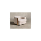 Cream Fabric Accent Chair, Modern Upholstered Lounge Chair with Wood Accents