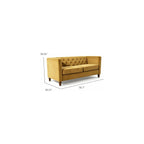 57" Tufted Velvet Love Seat, Loveseat Sofa with Spring Support, Small Sofa with Wood Frame for Living Room and Apartment Spaces, Mustard Yellow