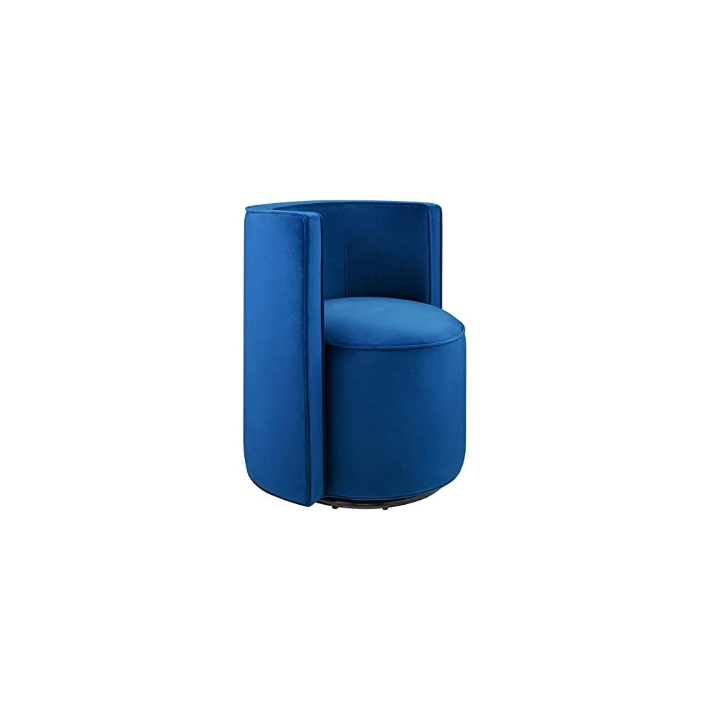 Modway Della Performance Velvet Fabric and Iron Swivel Chair in Navy