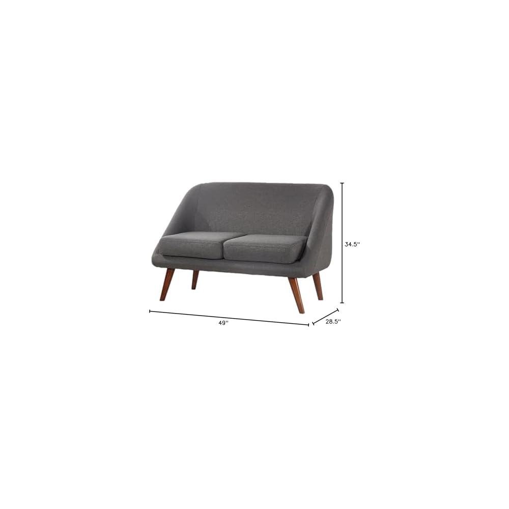 Container Furniture Direct Bentley Collection Modern Fabric Upholstered Living Room Loveseat, Dark Gray