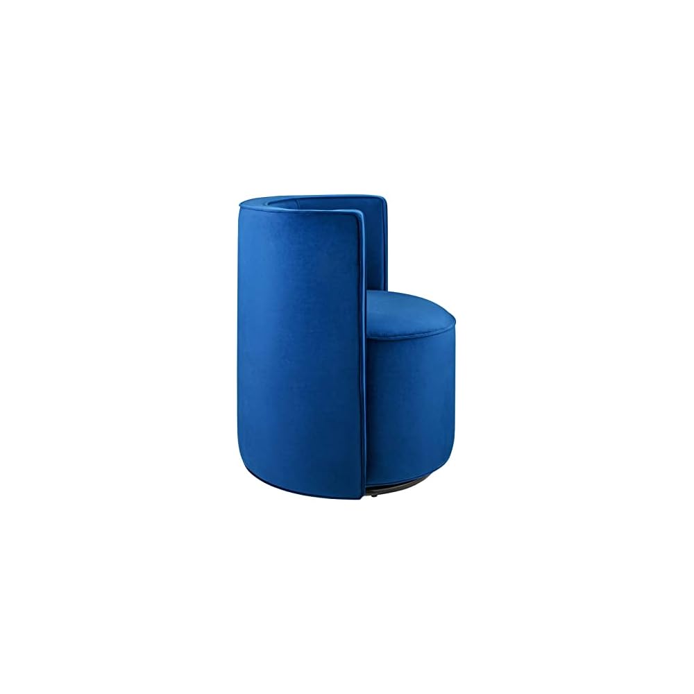 Modway Della Performance Velvet Fabric and Iron Swivel Chair in Navy