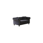 KEIKI 63.5" Chesterfield Sofa, Retro Style Velvet Upholstered Couch, Button Tufted Sofa with Rolled Arm for Living Room, Bedroom Office, Black
