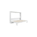 MERITLINE Full Horizontal Murphy Bed with LED Lighting,Solid Wood Folding Farmhouse Murphy Wall Bed Cabinet for Adults, Space-Saving Hideaway (White,Full)