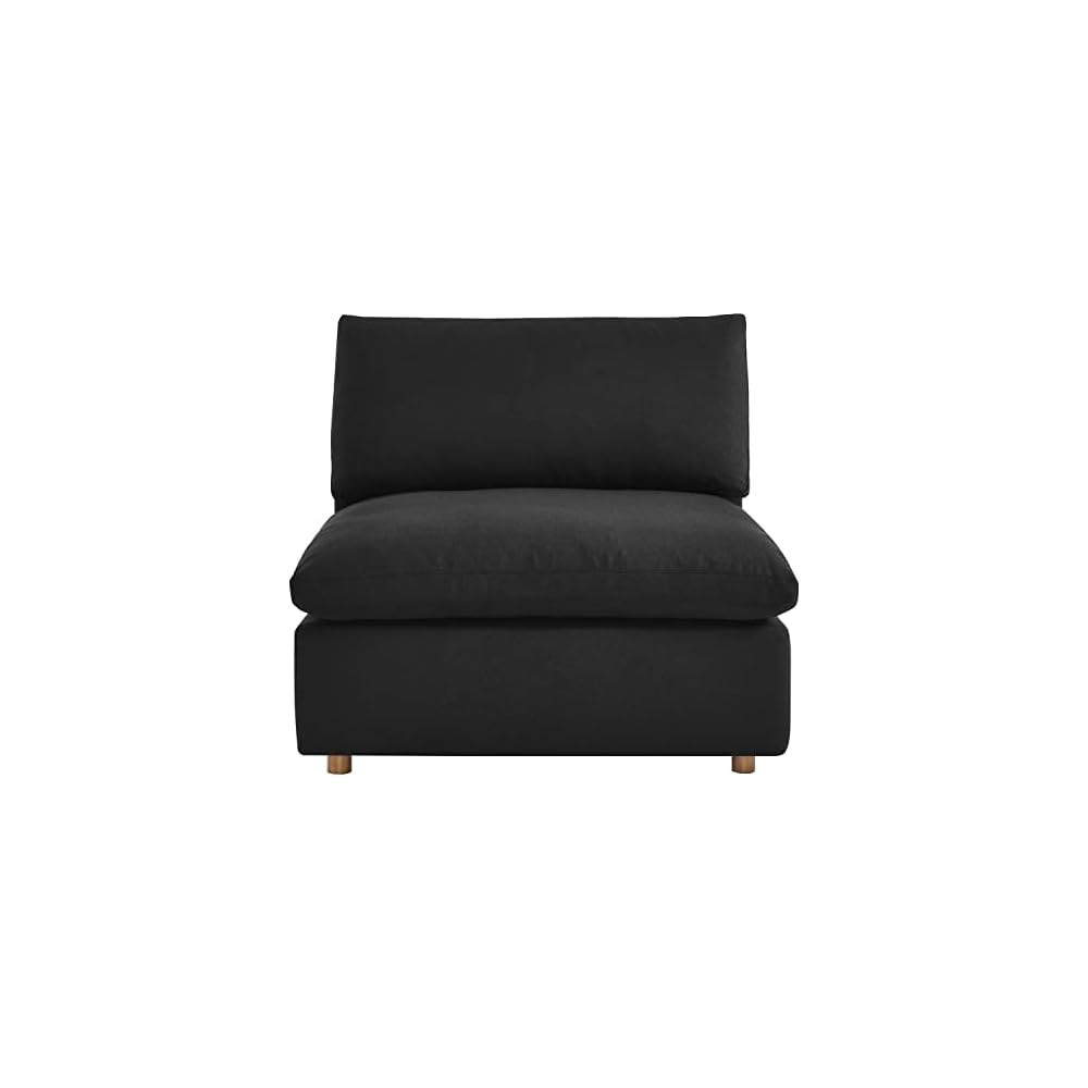 Modway Commix Fabric Down Filled Overstuffed Armless Chair in Black