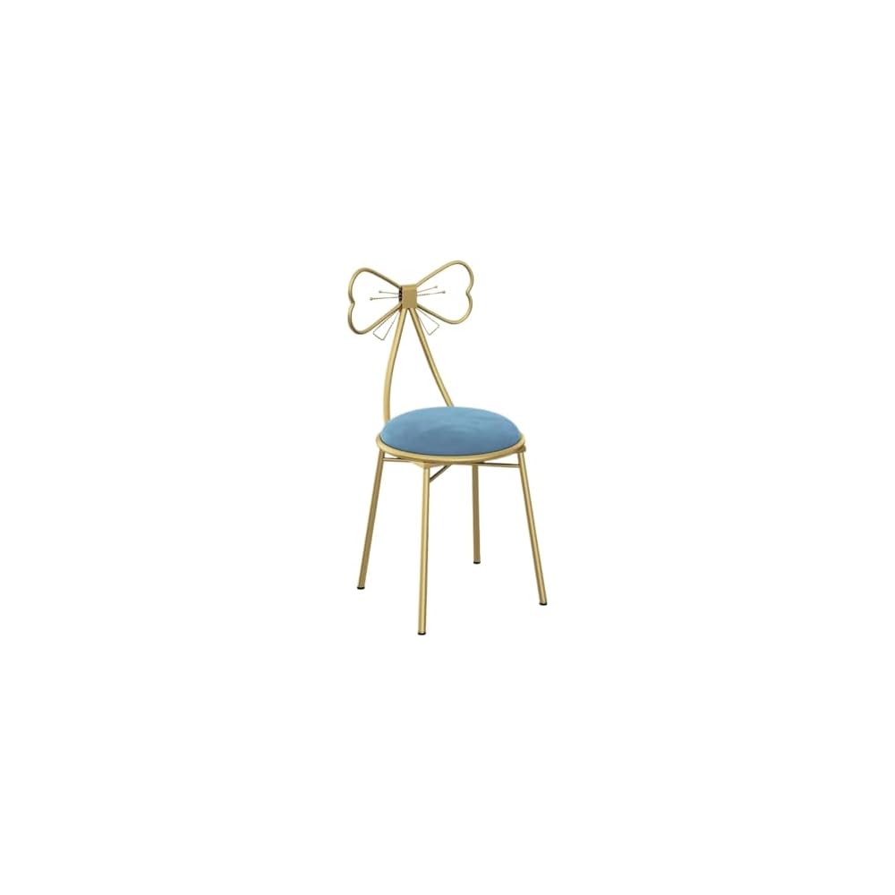 Vanity Chair for Makeup Room, Mid-Century Modern Velvet Makeup Chair with Butterfly Backrest Metal Legs for Bedroom Living Room, Green