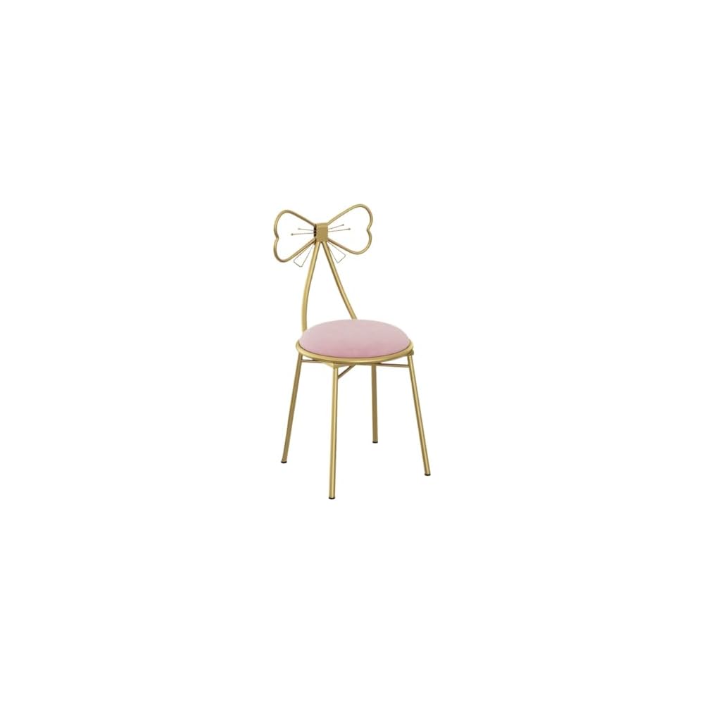 Vanity Chair for Makeup Room, Mid-Century Modern Velvet Makeup Chair with Butterfly Backrest Metal Legs for Bedroom Living Room, Green