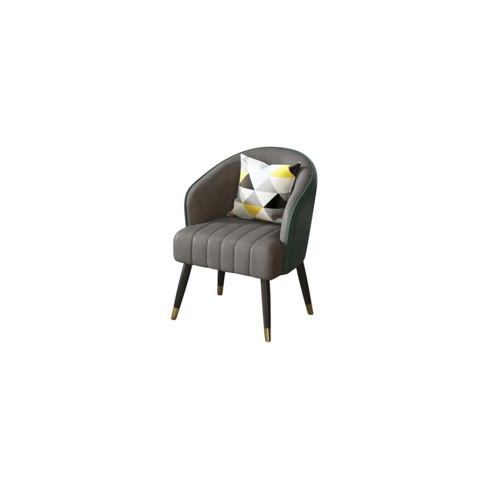 Modern Backrest Chairs Upholstered Guest Chair with Pillows,Mid Century Arm Chair for Living Room Office Hotel Lobby,Single Sofa Chair Side Accent Chair(Light Grey,Black Legs)