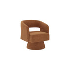 Chenille Barrel Accent Chair – Heavy Duty 360° Swivel, Oversized, Upholstered Round Design, Modern Stylish Furniture for Bedroom Living Room Lounge & Office (Brown, Set of 1)
