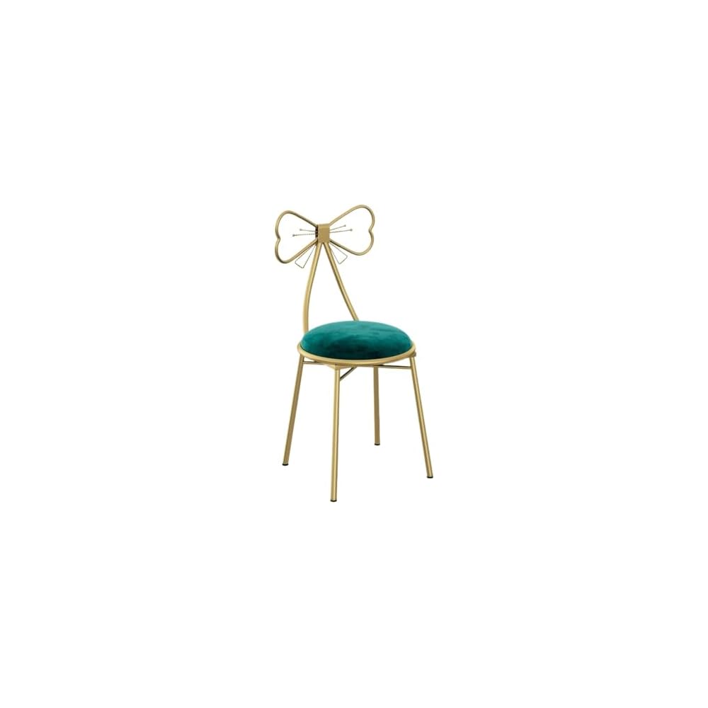 Vanity Chair for Makeup Room, Mid-Century Modern Velvet Makeup Chair with Butterfly Backrest Metal Legs for Bedroom Living Room, Green