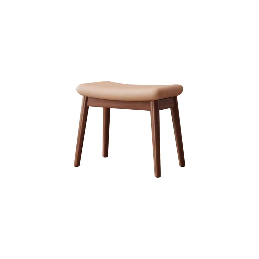 Solid Wood Makeup Chair for Girls Bedroom Square Dressing Table Stool Entryway Kitchen Chair Household Desk Chair for Living Room Study Office Light Brown Wood
