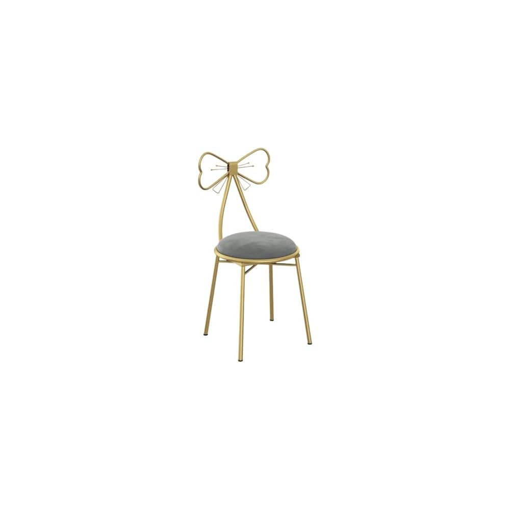 Vanity Chair for Makeup Room, Mid-Century Modern Velvet Makeup Chair with Butterfly Backrest Metal Legs for Bedroom Living Room, Green