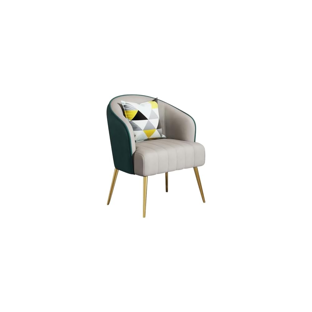 Modern Backrest Chairs Upholstered Guest Chair with Pillows,Mid Century Arm Chair for Living Room Office Hotel Lobby,Single Sofa Chair Side Accent Chair(Light Grey,Black Legs)