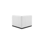 Modway Conjure Modern Channel Tufted Fabric Left Corner Chair in White