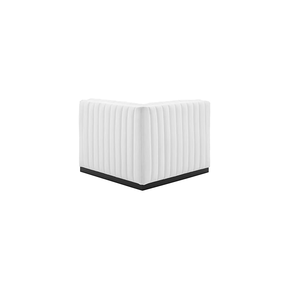 Modway Conjure Modern Channel Tufted Fabric Left Corner Chair in White