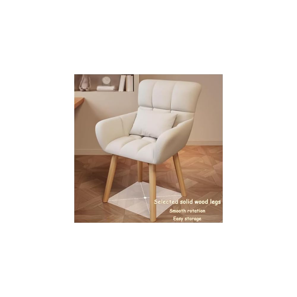 Simple Swivel Armchair Solid Wood Legs Ergonomic