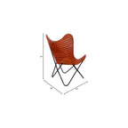 Padded Chair, Living Room Leather Chair, Brown Leather Butterfly Chair, Vintage Padded Chair